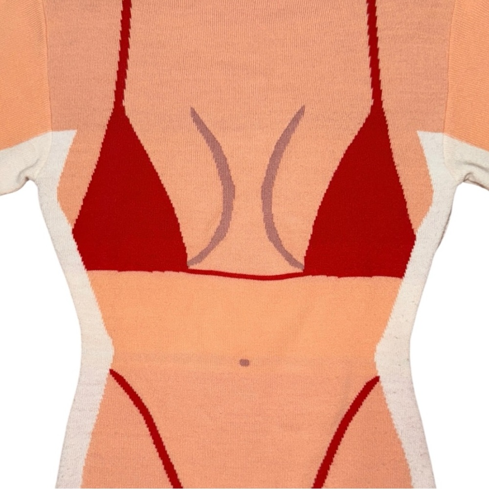 THE FASHION BRAND COMPANY Penelope Gazin Red Bikini Body Knit CoverUp Midi Dress - Picture 4 of 5